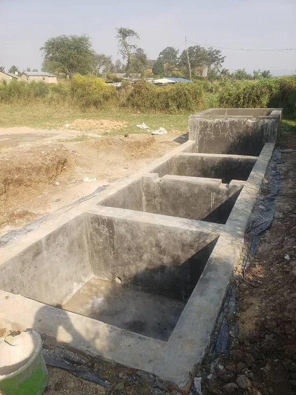 Water filtration tanks at the UCF treatment plant in Nakivale
